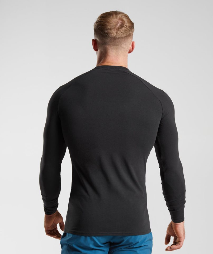 Men's Gymshark Apollo Long Sleeve T-Shirts Black | CA 37106D